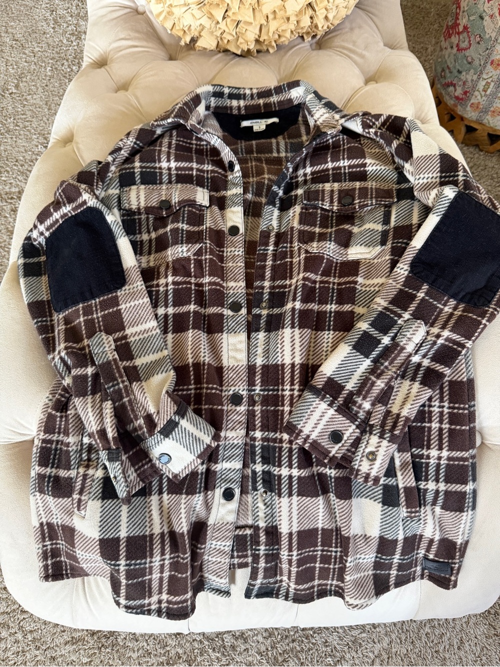 O'Neill Brown & Cream Plaid Kids Button-Up Jacket